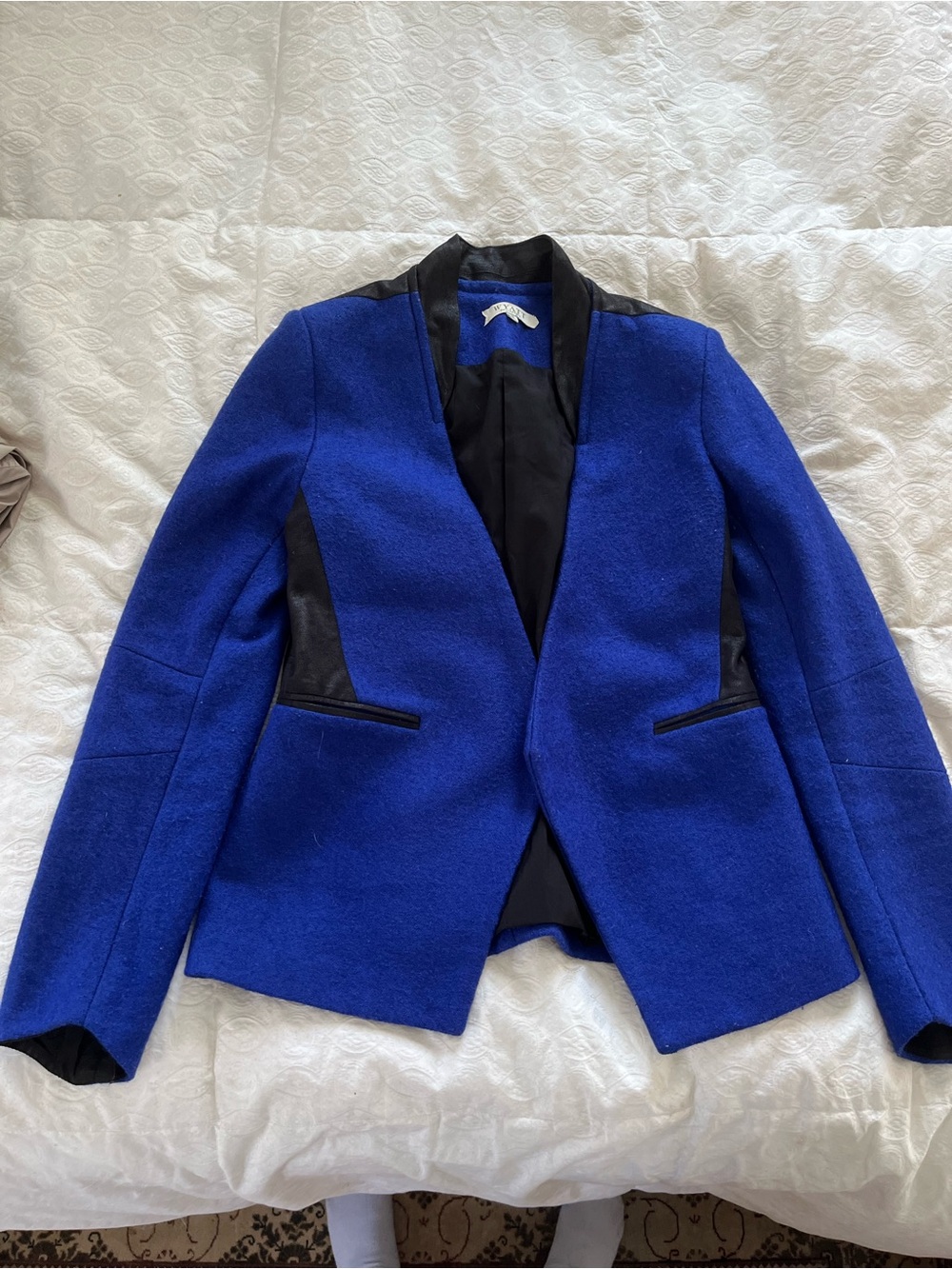 Blue Wyatt collectblack vegan leather Women's Structured Blazer Jacket size S